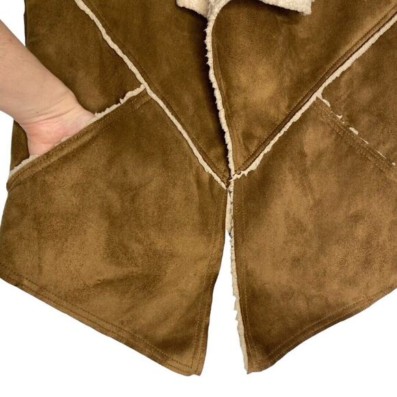Sanctuary Faux Suede Sherpa Vest Womens Small‎ Brown Boho Western Cowgirl Casual - Picture 6 of 11